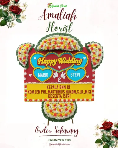 Karangan Papan Bunga Pernikahan di Warungkiara